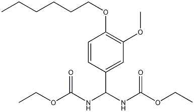 ethyl [(ethoxycarbonyl)amino][4-(hexyloxy)-3-methoxyphenyl]methylcarbamate Struktur