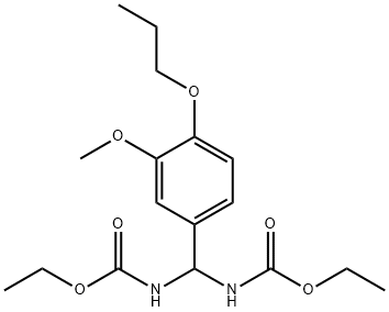 ethyl [(ethoxycarbonyl)amino](3-methoxy-4-propoxyphenyl)methylcarbamate Struktur