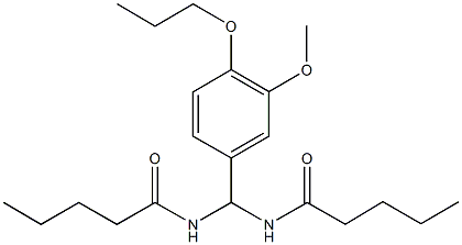 N-[(3-methoxy-4-propoxyphenyl)(pentanoylamino)methyl]pentanamide Struktur