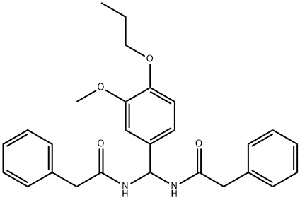 N-{(3-methoxy-4-propoxyphenyl)[(phenylacetyl)amino]methyl}-2-phenylacetamide Struktur