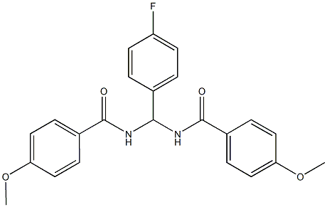 N-{(4-fluorophenyl)[(4-methoxybenzoyl)amino]methyl}-4-methoxybenzamide Struktur