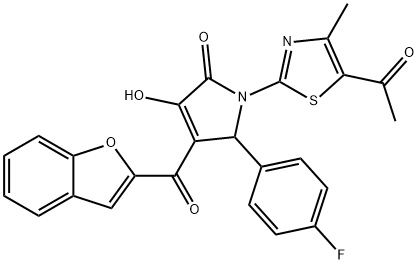 1-(5-acetyl-4-methyl-1,3-thiazol-2-yl)-4-(1-benzofuran-2-ylcarbonyl)-5-(4-fluorophenyl)-3-hydroxy-1,5-dihydro-2H-pyrrol-2-one Struktur