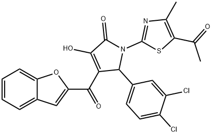 1-(5-acetyl-4-methyl-1,3-thiazol-2-yl)-4-(1-benzofuran-2-ylcarbonyl)-5-(3,4-dichlorophenyl)-3-hydroxy-1,5-dihydro-2H-pyrrol-2-one Struktur