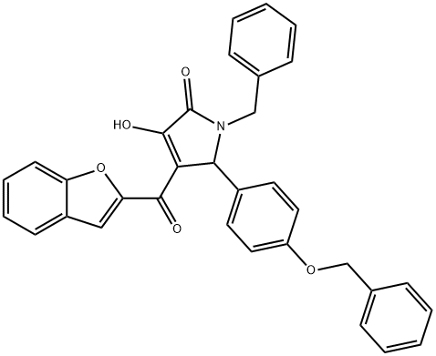 4-(1-benzofuran-2-ylcarbonyl)-1-benzyl-5-[4-(benzyloxy)phenyl]-3-hydroxy-1,5-dihydro-2H-pyrrol-2-one Struktur