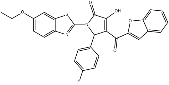 4-(1-benzofuran-2-ylcarbonyl)-1-(6-ethoxy-1,3-benzothiazol-2-yl)-5-(4-fluorophenyl)-3-hydroxy-1,5-dihydro-2H-pyrrol-2-one Struktur