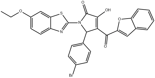 4-(1-benzofuran-2-ylcarbonyl)-5-(4-bromophenyl)-1-(6-ethoxy-1,3-benzothiazol-2-yl)-3-hydroxy-1,5-dihydro-2H-pyrrol-2-one Struktur