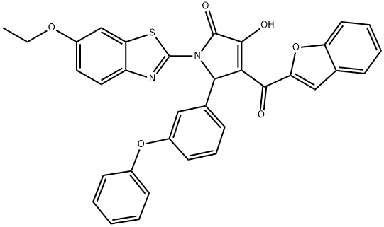 4-(1-benzofuran-2-ylcarbonyl)-1-(6-ethoxy-1,3-benzothiazol-2-yl)-3-hydroxy-5-(3-phenoxyphenyl)-1,5-dihydro-2H-pyrrol-2-one Struktur