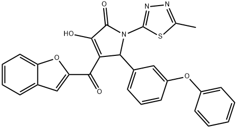 4-(1-benzofuran-2-ylcarbonyl)-3-hydroxy-1-(5-methyl-1,3,4-thiadiazol-2-yl)-5-(3-phenoxyphenyl)-1,5-dihydro-2H-pyrrol-2-one Struktur