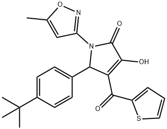 5-(4-tert-butylphenyl)-3-hydroxy-1-(5-methyl-3-isoxazolyl)-4-(2-thienylcarbonyl)-1,5-dihydro-2H-pyrrol-2-one Struktur