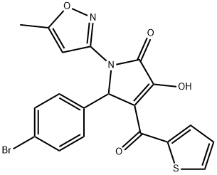 5-(4-bromophenyl)-3-hydroxy-1-(5-methyl-3-isoxazolyl)-4-(2-thienylcarbonyl)-1,5-dihydro-2H-pyrrol-2-one Struktur