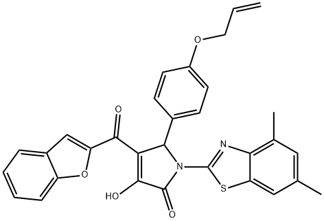 5-[4-(allyloxy)phenyl]-4-(1-benzofuran-2-ylcarbonyl)-1-(4,6-dimethyl-1,3-benzothiazol-2-yl)-3-hydroxy-1,5-dihydro-2H-pyrrol-2-one Struktur