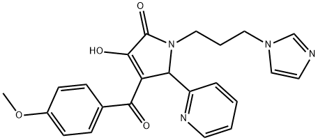 3-hydroxy-1-[3-(1H-imidazol-1-yl)propyl]-4-(4-methoxybenzoyl)-5-(2-pyridinyl)-1,5-dihydro-2H-pyrrol-2-one Struktur