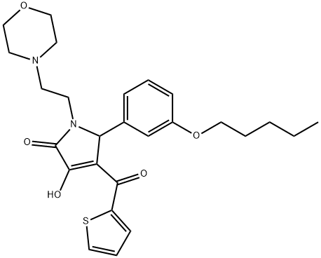 3-hydroxy-1-[2-(4-morpholinyl)ethyl]-5-[3-(pentyloxy)phenyl]-4-(2-thienylcarbonyl)-1,5-dihydro-2H-pyrrol-2-one Struktur