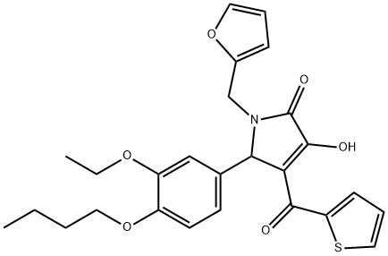 5-(4-butoxy-3-ethoxyphenyl)-1-(2-furylmethyl)-3-hydroxy-4-(2-thienylcarbonyl)-1,5-dihydro-2H-pyrrol-2-one Struktur