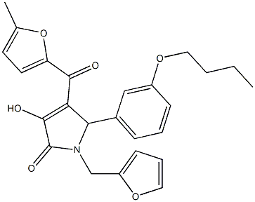 5-(3-butoxyphenyl)-1-(2-furylmethyl)-3-hydroxy-4-(5-methyl-2-furoyl)-1,5-dihydro-2H-pyrrol-2-one Struktur