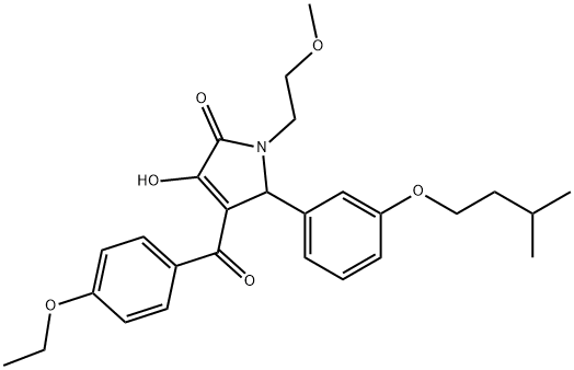 4-(4-ethoxybenzoyl)-3-hydroxy-5-[3-(isopentyloxy)phenyl]-1-(2-methoxyethyl)-1,5-dihydro-2H-pyrrol-2-one Struktur