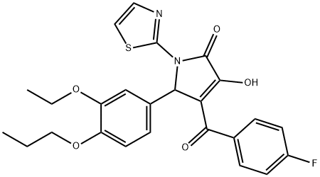 5-(3-ethoxy-4-propoxyphenyl)-4-(4-fluorobenzoyl)-3-hydroxy-1-(1,3-thiazol-2-yl)-1,5-dihydro-2H-pyrrol-2-one Struktur