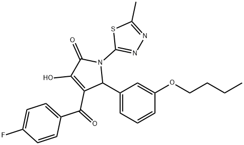 5-(3-butoxyphenyl)-4-(4-fluorobenzoyl)-3-hydroxy-1-(5-methyl-1,3,4-thiadiazol-2-yl)-1,5-dihydro-2H-pyrrol-2-one Struktur