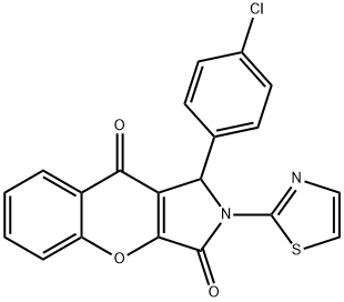 1-(4-chlorophenyl)-2-(1,3-thiazol-2-yl)-1,2-dihydrochromeno[2,3-c]pyrrole-3,9-dione Struktur