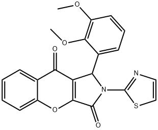 1-(2,3-dimethoxyphenyl)-2-(1,3-thiazol-2-yl)-1,2-dihydrochromeno[2,3-c]pyrrole-3,9-dione Struktur