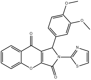 1-(3,4-dimethoxyphenyl)-2-(1,3-thiazol-2-yl)-1,2-dihydrochromeno[2,3-c]pyrrole-3,9-dione Struktur