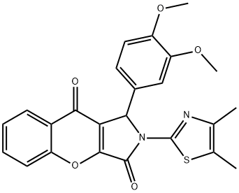 1-(3,4-dimethoxyphenyl)-2-(4,5-dimethyl-1,3-thiazol-2-yl)-1,2-dihydrochromeno[2,3-c]pyrrole-3,9-dione Struktur