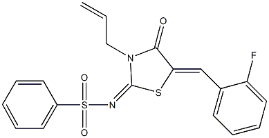 N-[3-allyl-5-(2-fluorobenzylidene)-4-oxo-1,3-thiazolidin-2-ylidene]benzenesulfonamide Struktur