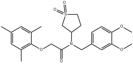 N-(3,4-dimethoxybenzyl)-N-(1,1-dioxidotetrahydro-3-thienyl)-2-(mesityloxy)acetamide Struktur