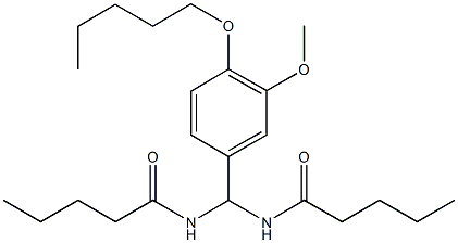 N-[[3-methoxy-4-(pentyloxy)phenyl](pentanoylamino)methyl]pentanamide Struktur