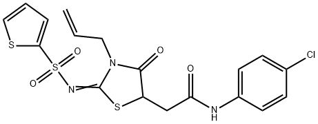 2-{3-allyl-4-oxo-2-[(2-thienylsulfonyl)imino]-1,3-thiazolidin-5-yl}-N-(4-chlorophenyl)acetamide Struktur