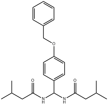 N-{[4-(benzyloxy)phenyl][(3-methylbutanoyl)amino]methyl}-3-methylbutanamide Struktur