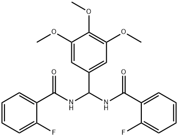 2-fluoro-N-[[(2-fluorobenzoyl)amino](3,4,5-trimethoxyphenyl)methyl]benzamide Struktur