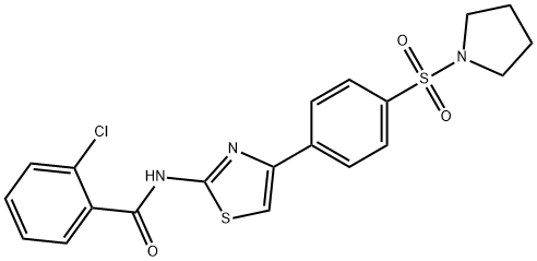 2-chloro-N-{4-[4-(1-pyrrolidinylsulfonyl)phenyl]-1,3-thiazol-2-yl}benzamide Struktur