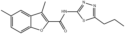 3,5-dimethyl-N-(5-propyl-1,3,4-thiadiazol-2-yl)-1-benzofuran-2-carboxamide Struktur