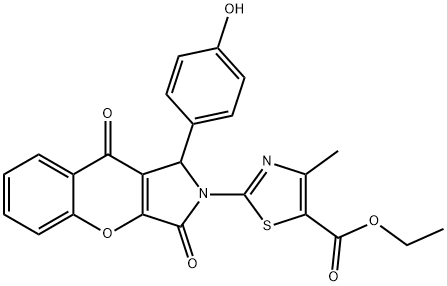 ethyl2-(1-(4-hydroxyphenyl)-3,9-dioxo-3,9-dihydrochromeno[2,3-c]pyrrol-2(1H)-yl)-4-methyl-1,3-thiazole-5-carboxylate Struktur