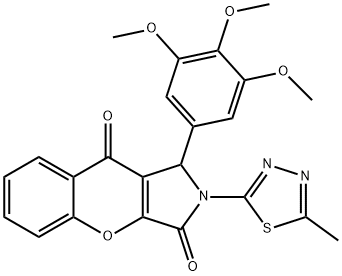 2-(5-methyl-1,3,4-thiadiazol-2-yl)-1-(3,4,5-trimethoxyphenyl)-1,2-dihydrochromeno[2,3-c]pyrrole-3,9-dione Struktur