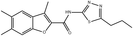 3,5,6-trimethyl-N-(5-propyl-1,3,4-thiadiazol-2-yl)-1-benzofuran-2-carboxamide Struktur