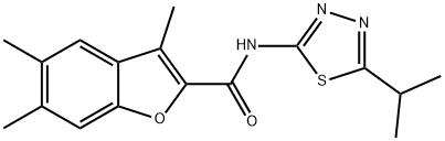 N-(5-isopropyl-1,3,4-thiadiazol-2-yl)-3,5,6-trimethyl-1-benzofuran-2-carboxamide Struktur