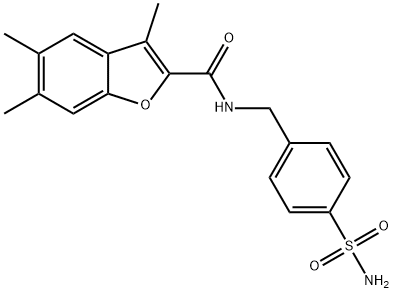 N-[4-(aminosulfonyl)benzyl]-3,5,6-trimethyl-1-benzofuran-2-carboxamide Struktur