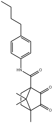 N-(4-butylphenyl)-4,7,7-trimethyl-2,3-dioxobicyclo[2.2.1]heptane-1-carboxamide Struktur