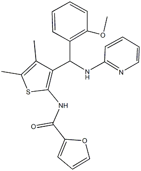 N-{3-[(2-methoxyphenyl)(2-pyridinylamino)methyl]-4,5-dimethyl-2-thienyl}-2-furamide Struktur