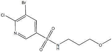 5-bromo-6-chloro-N-(3-methoxypropyl)-3-pyridinesulfonamide Struktur