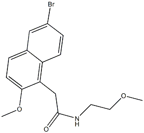 2-(6-bromo-2-methoxy-1-naphthyl)-N-(2-methoxyethyl)acetamide Struktur