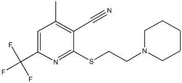 4-methyl-2-{[2-(1-piperidinyl)ethyl]sulfanyl}-6-(trifluoromethyl)nicotinonitrile Struktur