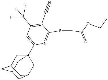 ethyl 2-{[6-(1-adamantyl)-3-cyano-4-(trifluoromethyl)-2-pyridinyl]sulfanyl}acetate Struktur