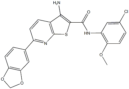 3-amino-6-(1,3-benzodioxol-5-yl)-N-(5-chloro-2-methoxyphenyl)thieno[2,3-b]pyridine-2-carboxamide Struktur