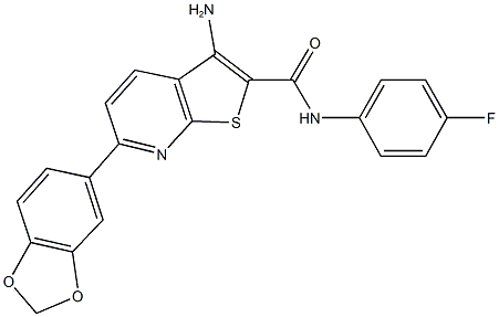 3-amino-6-(1,3-benzodioxol-5-yl)-N-(4-fluorophenyl)thieno[2,3-b]pyridine-2-carboxamide Struktur