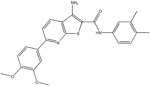 3-amino-6-(3,4-dimethoxyphenyl)-N-(3,4-dimethylphenyl)thieno[2,3-b]pyridine-2-carboxamide Struktur