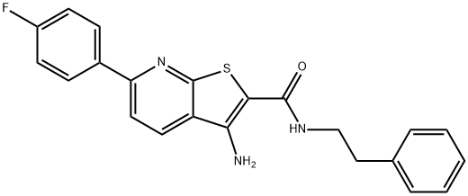 3-amino-6-(4-fluorophenyl)-N-(2-phenylethyl)thieno[2,3-b]pyridine-2-carboxamide Struktur