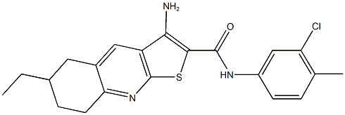 3-amino-N-(3-chloro-4-methylphenyl)-6-ethyl-5,6,7,8-tetrahydrothieno[2,3-b]quinoline-2-carboxamide Struktur